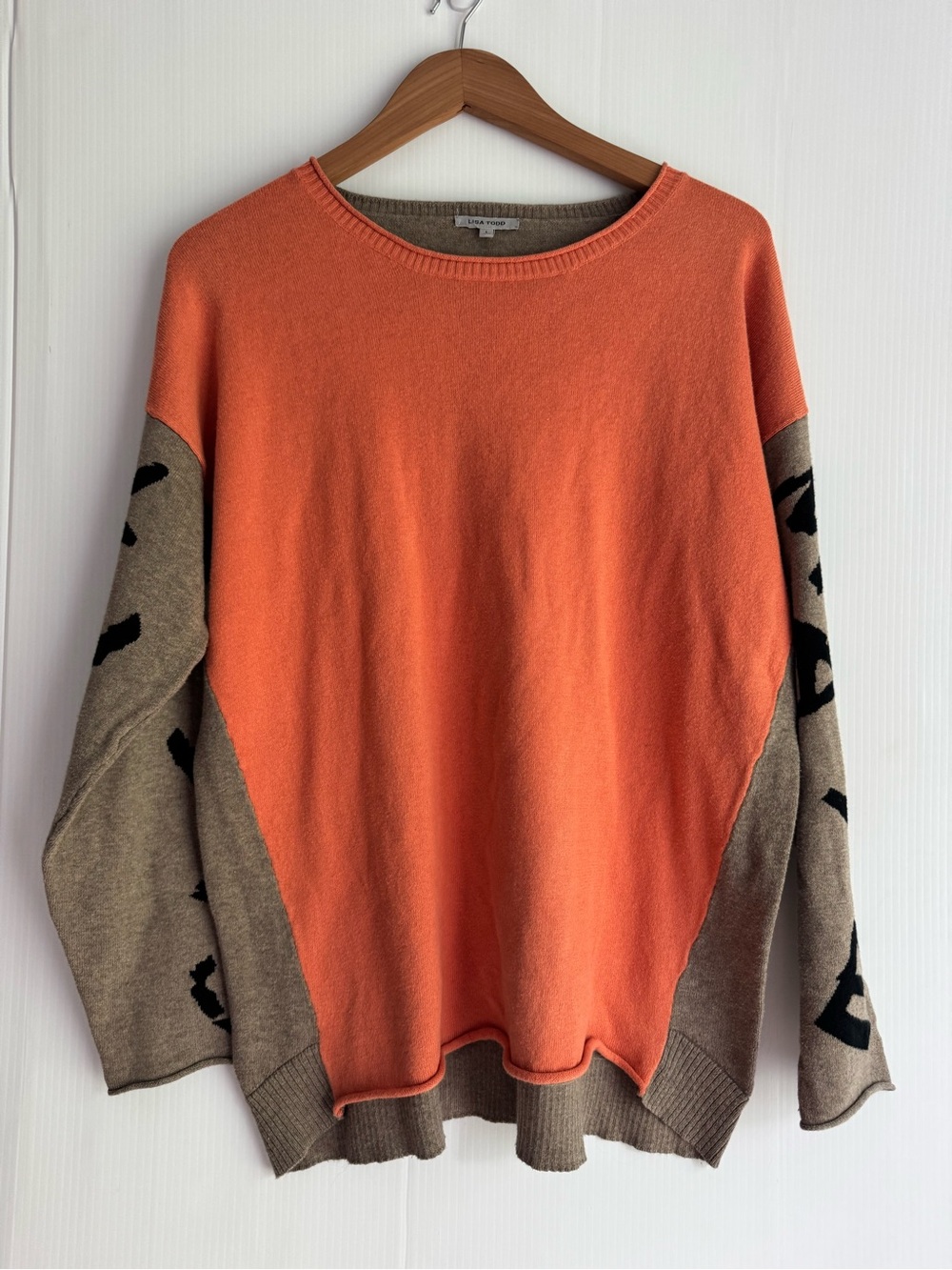 Lisa Todd Orange and Brown Women's Oversized Sweater